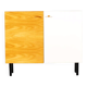 Meuble de rangement en bois blond et stratifié blanc
