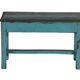 Banc indien bleu bois vieux teck vintage patine et pièce d'origine