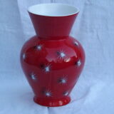 Vintage red baud ceramic vase in Vallauris 50
