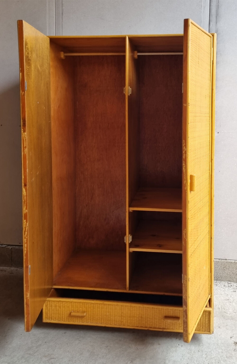 Bamboo wardrobe, rattan, vintage, 60s wardrobe