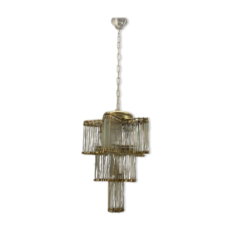Italian Acrylic Glass Brass Chandelier