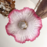 Vintage pink frosted glass tulip lamp