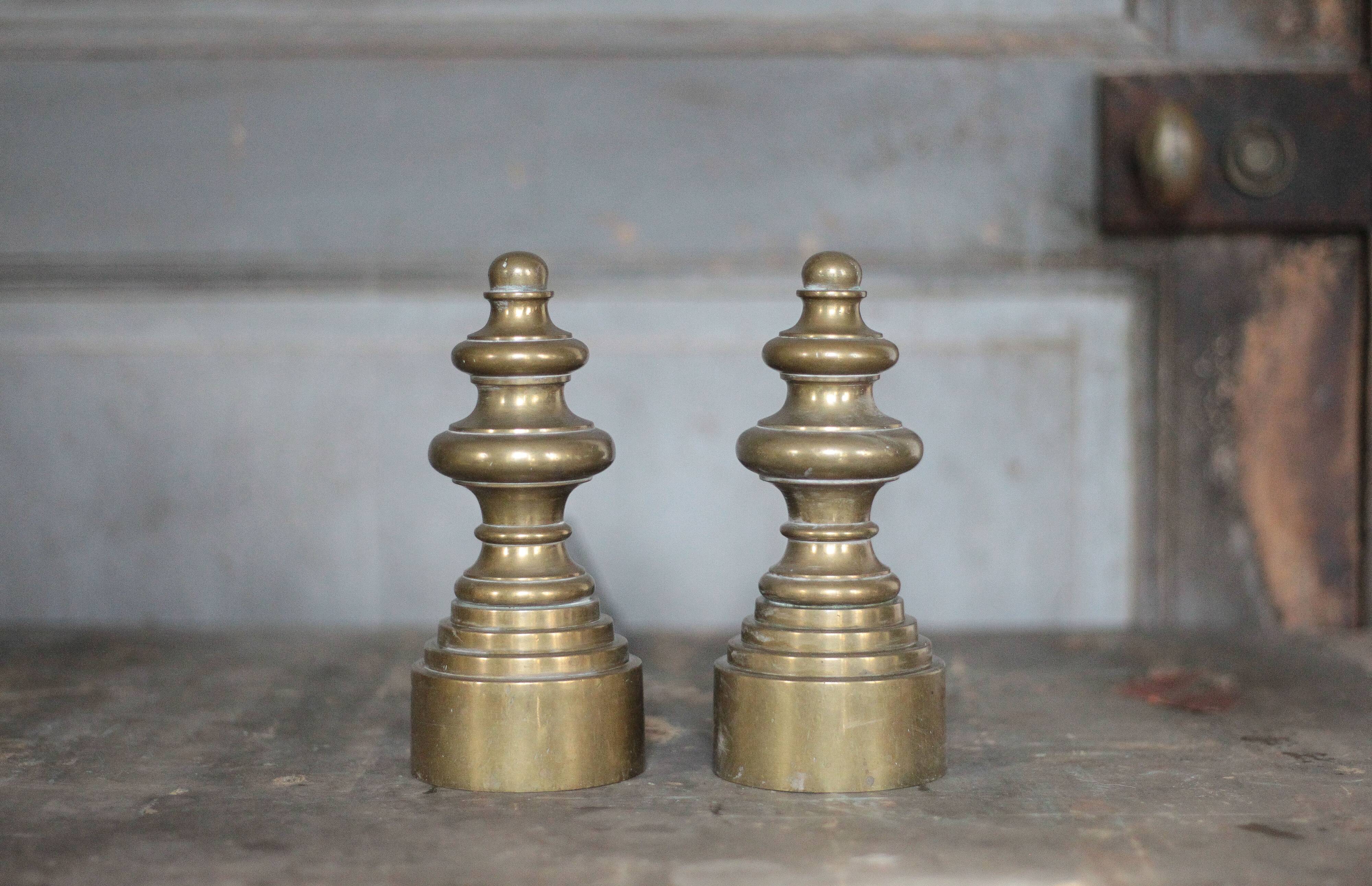 Chenets vintage, pair of chenets, fireplace accessory, brass chenets and f