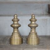 Chenets vintage, pair of chenets, fireplace accessory, brass chenets and f
