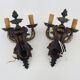 Pair of Satyr wall lights in bronze Napoleon III 19th century