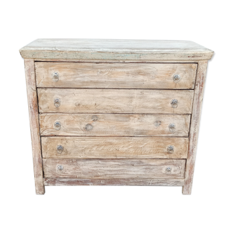 Commode en bois ancien avec 5 tiroirs