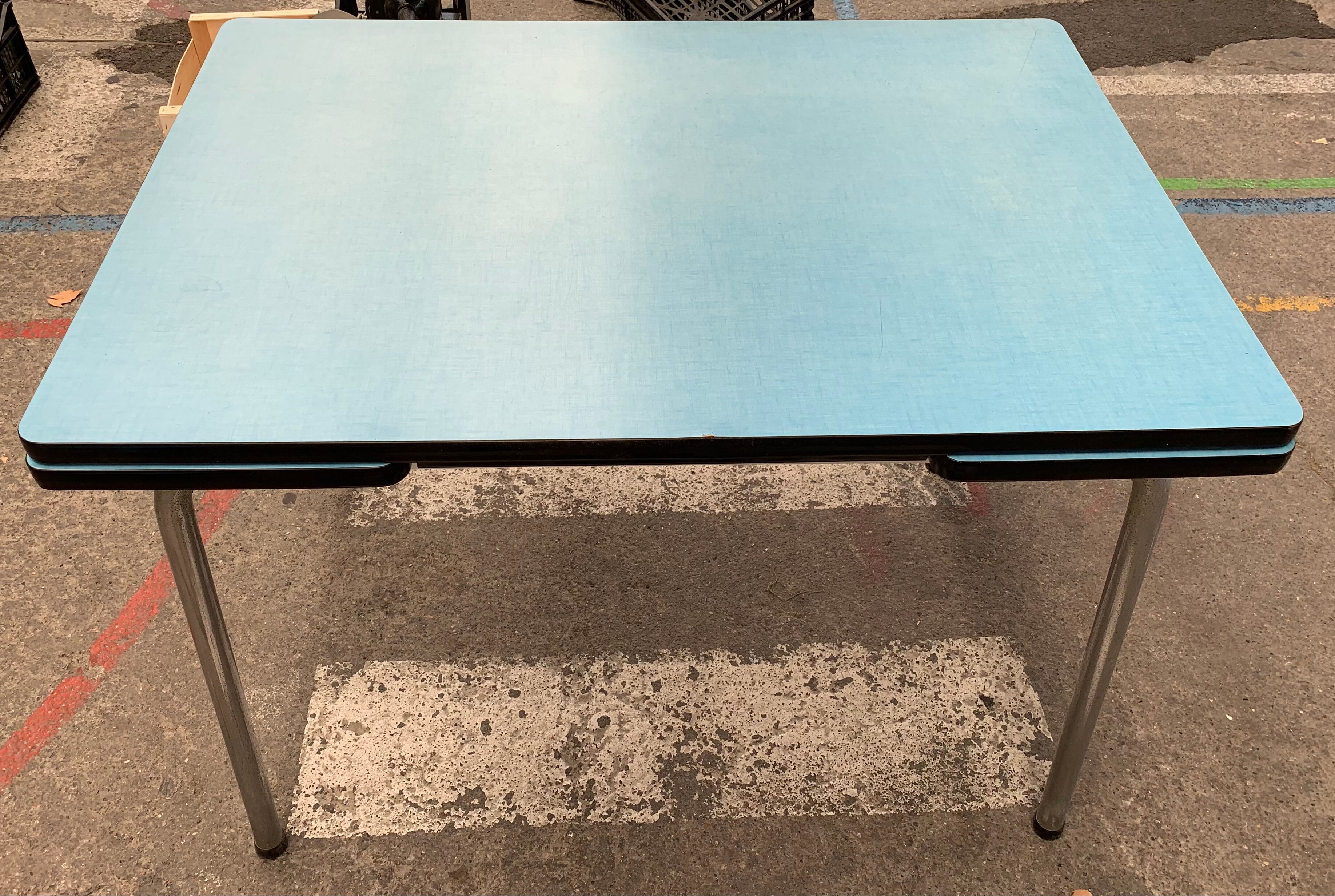 Blue formica table