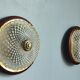 Lot de deux plafonniers en verre et laiton vintage