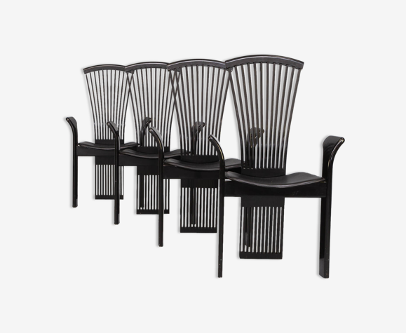 80s Pietro Costantini wing high back dining chair set/4