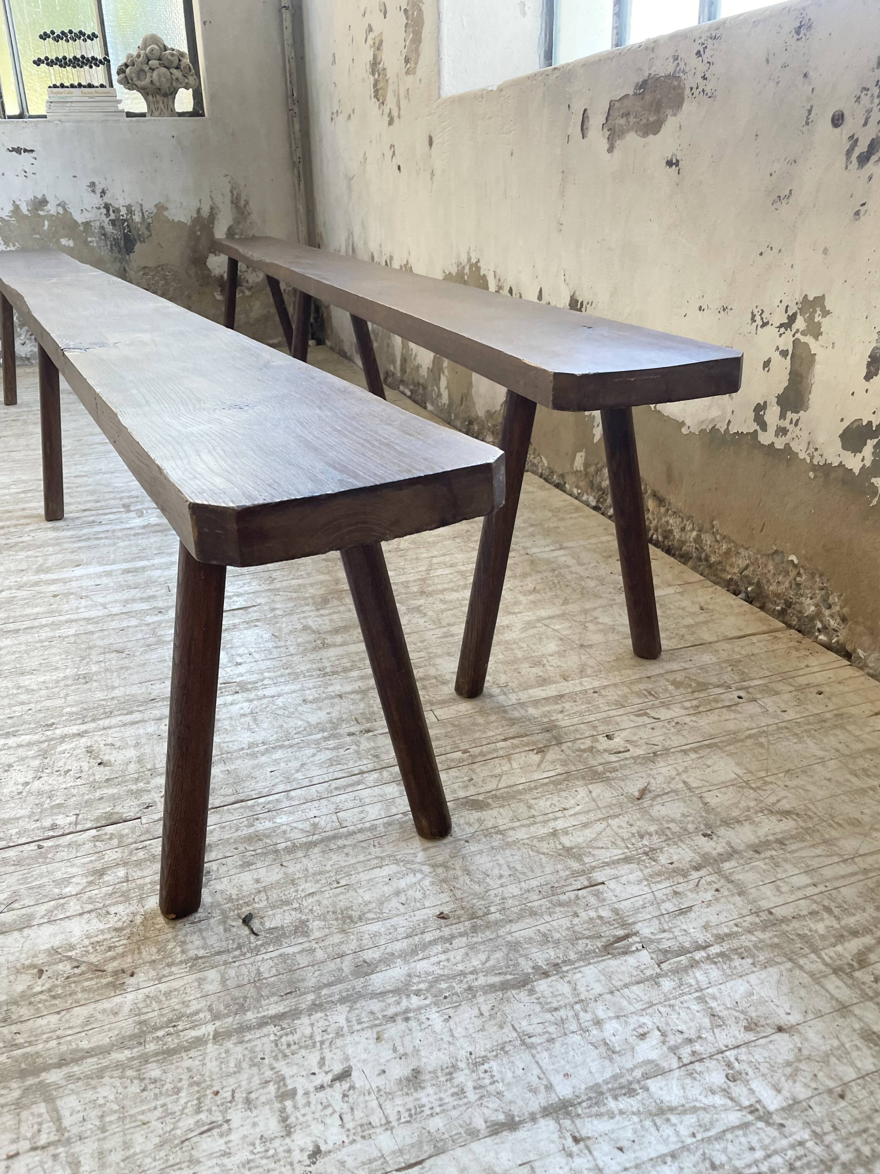 Pair of 3m solid oak farmhouse benches