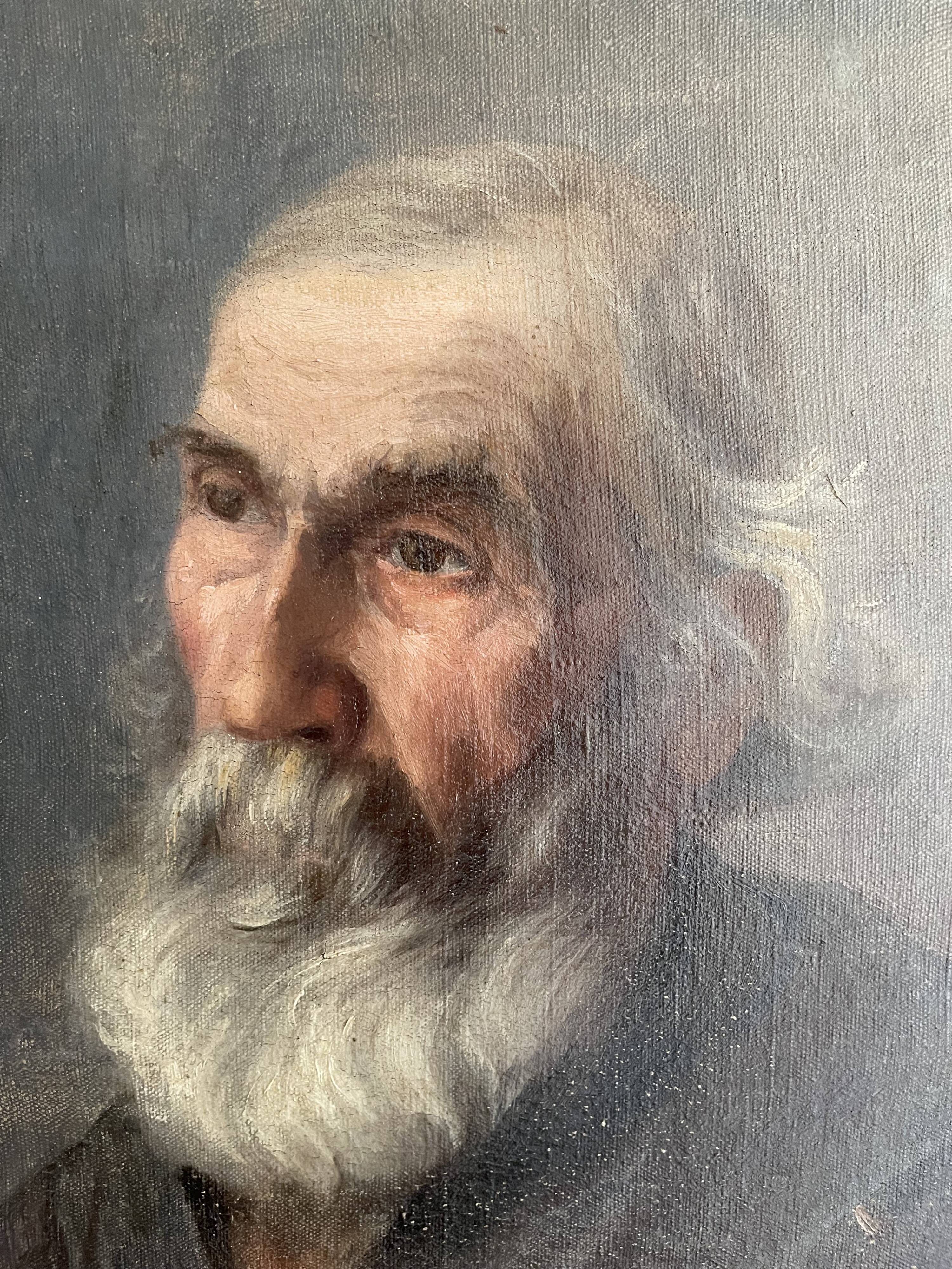 Painting portrait old wise man with beard oil painting