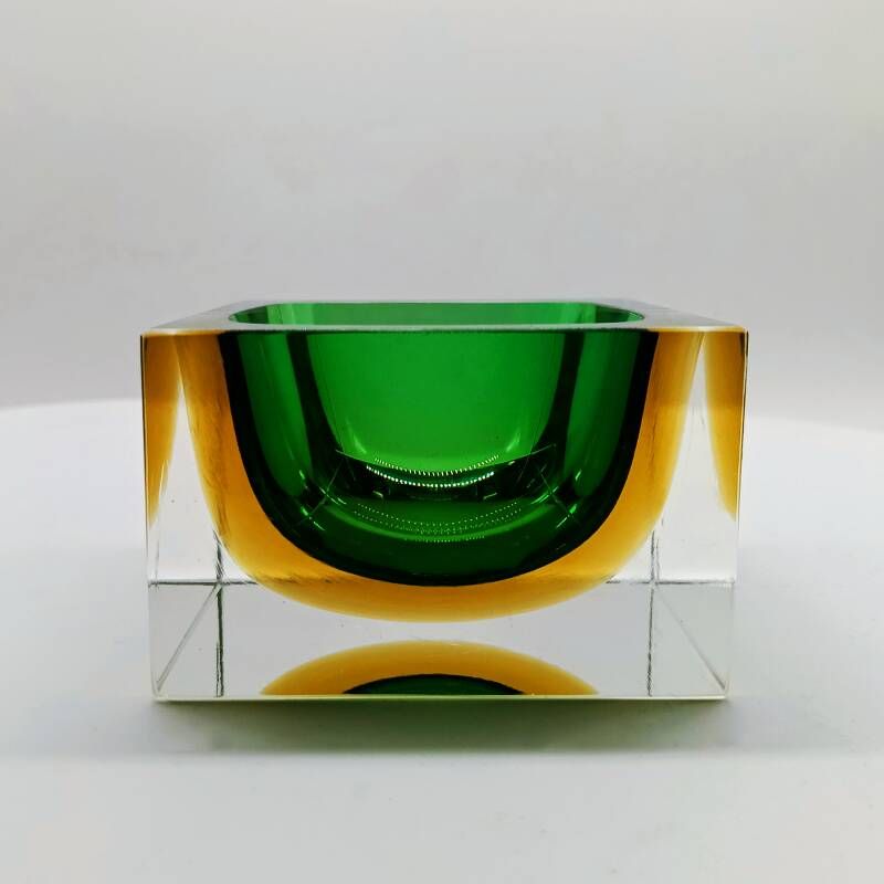 1960s Square Ashtray in Murano Glass by Flavio Poli for Seguso.