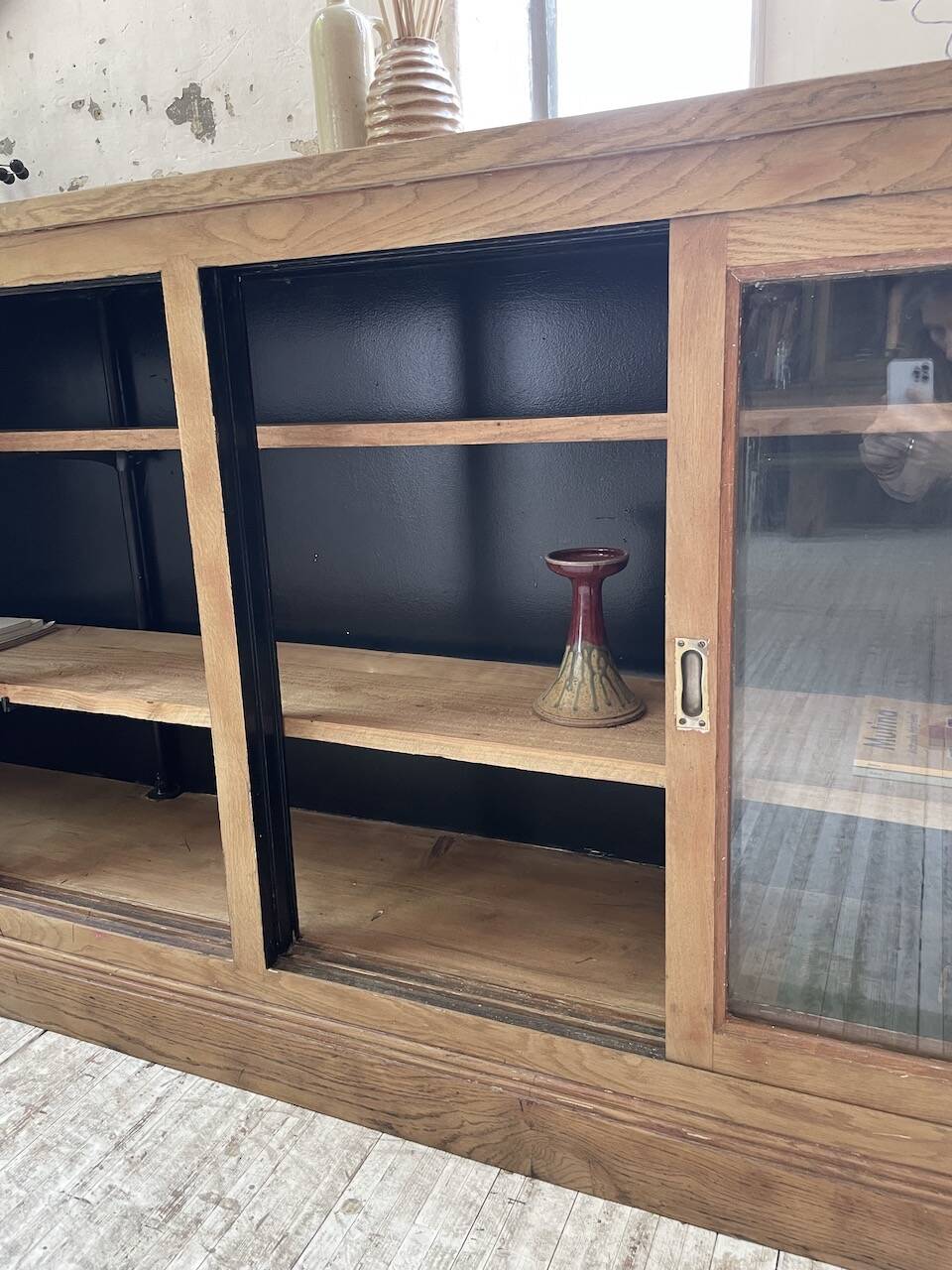 Oak sideboard with glass doors