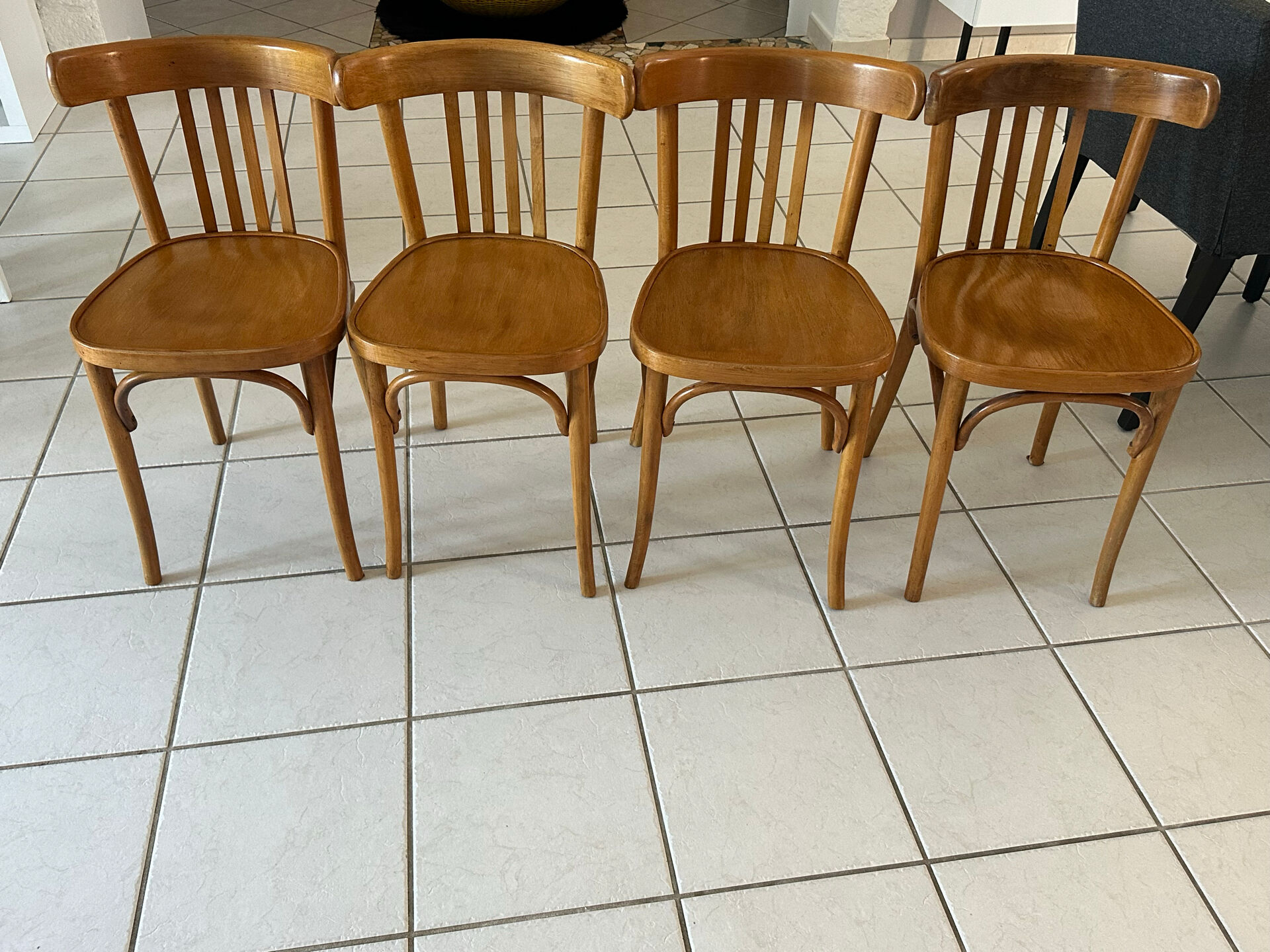 Set of 4 vintage bistro chairs from the 1960s.
