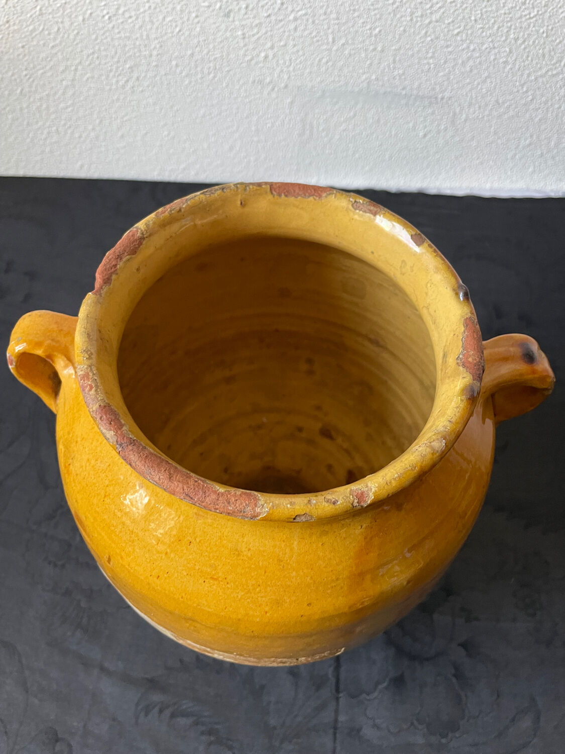 Old pot confit / fat glazed terracotta yellow southwest France