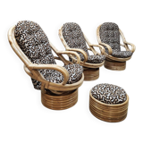 Vintage bamboo rocking lounge swivel tilt chairs Axel Enthoven