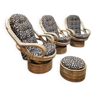 Vintage bamboo rocking lounge swivel tilt chairs Axel Enthoven