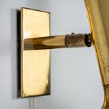 Set of three brass adjustable wall lamps