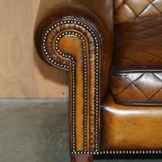 Mustang Leather Art Deco Style Sofa Fully Restored