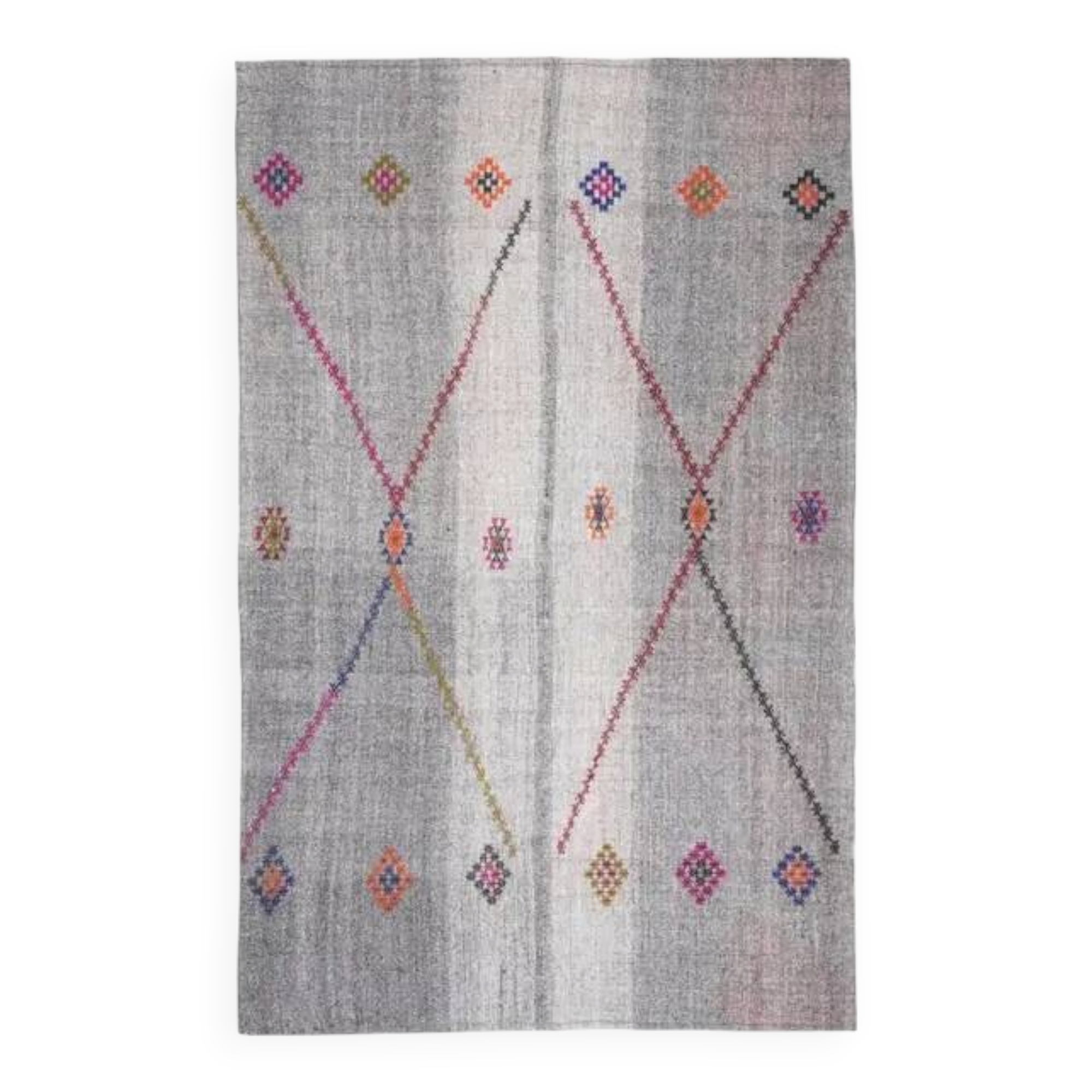 1970s Vintage Turkish Oushak Handmade Wool Cotton Gray Area Rug 200x316