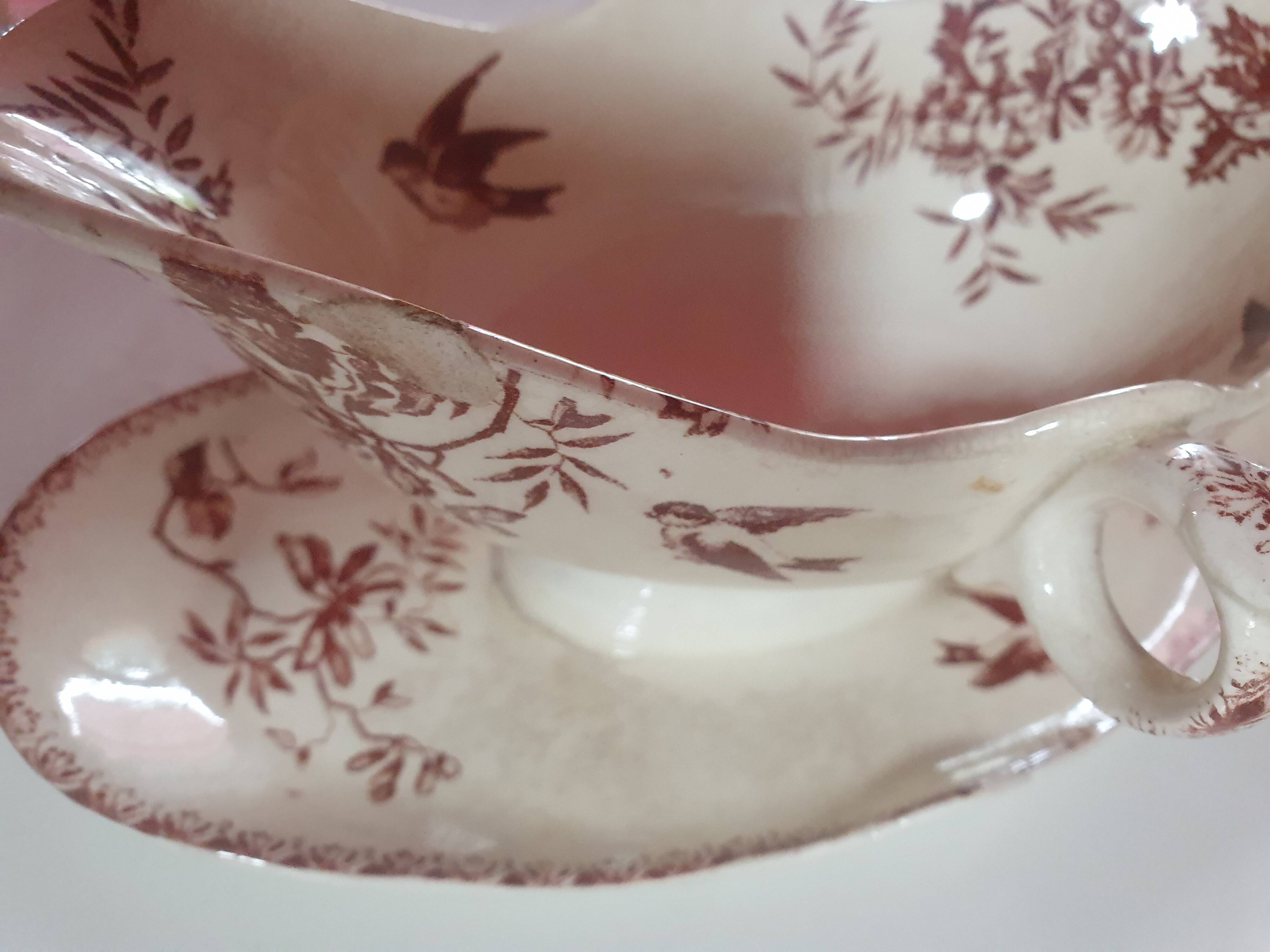 Set of dishes and gravy boat terre de feu ste francaise samaritaine