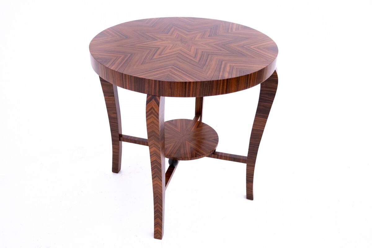 Round Art Deco coffee table, Poland, mid 20th century. after renovation.