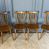 Four western solid wood chairs 1970