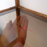 Asymmetrical bamboo and smoked glass shelf - 1970s