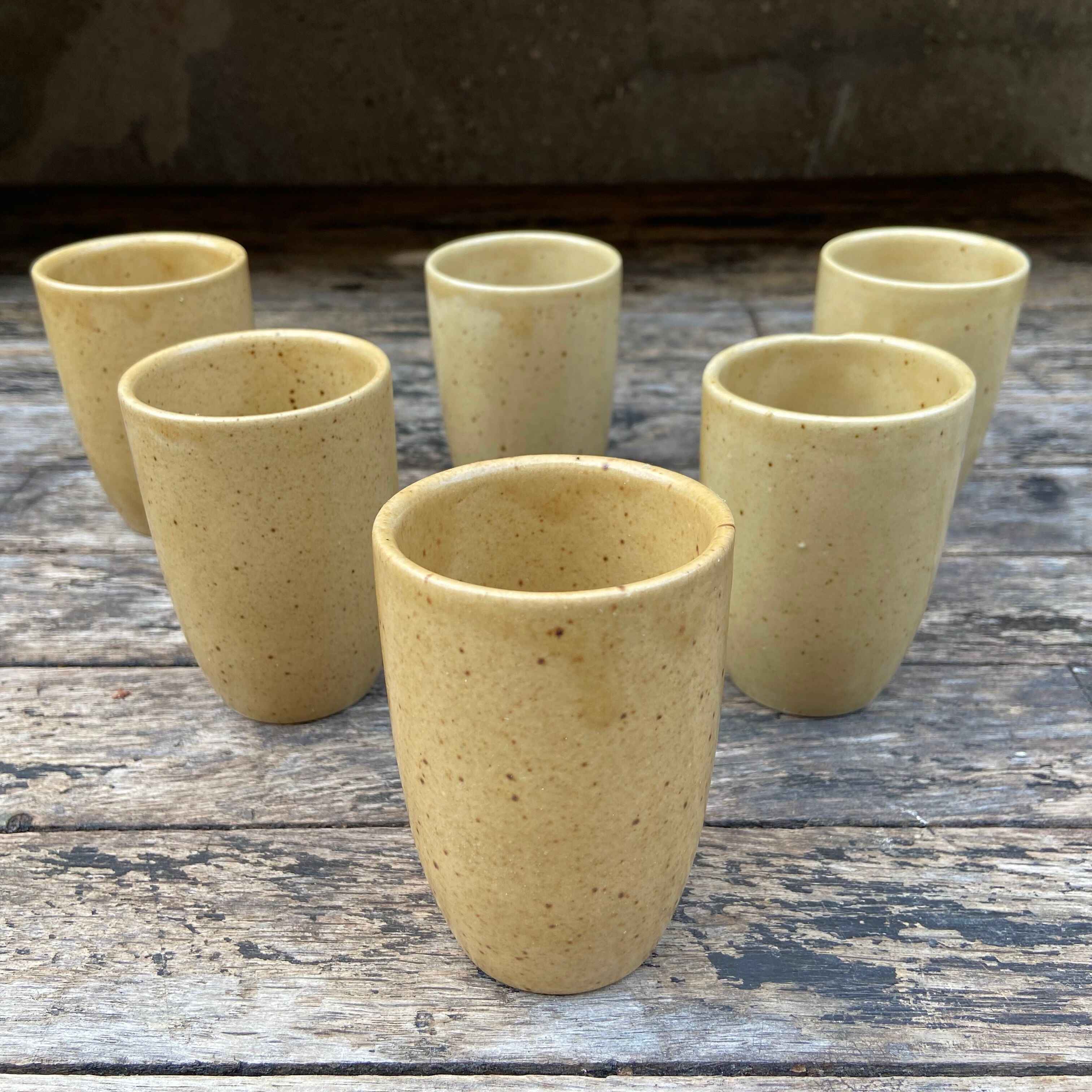 Set of 6 sandstone cups from Digoin-70s