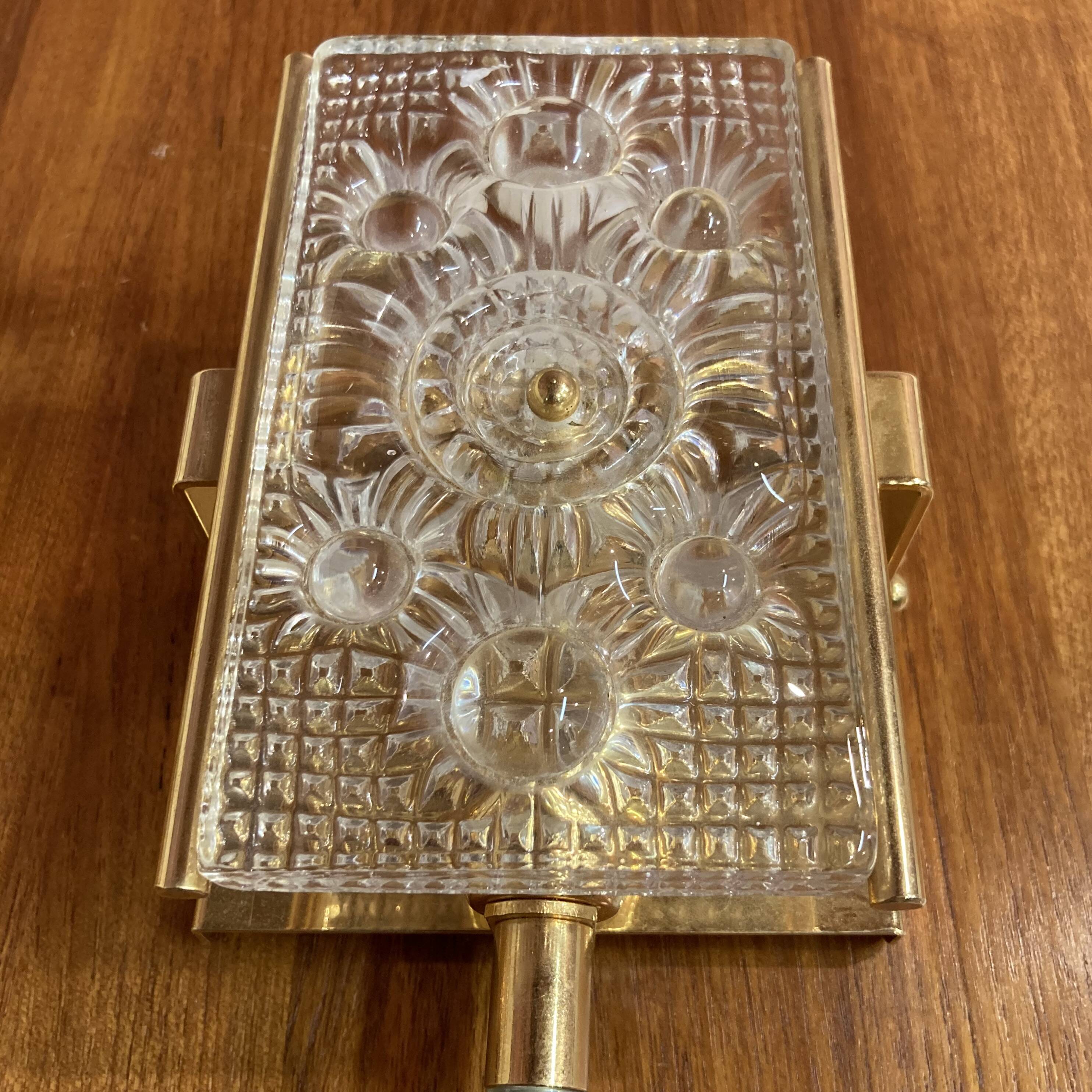 Pair of glass wall lights in Scandinavian design from the 1950s.