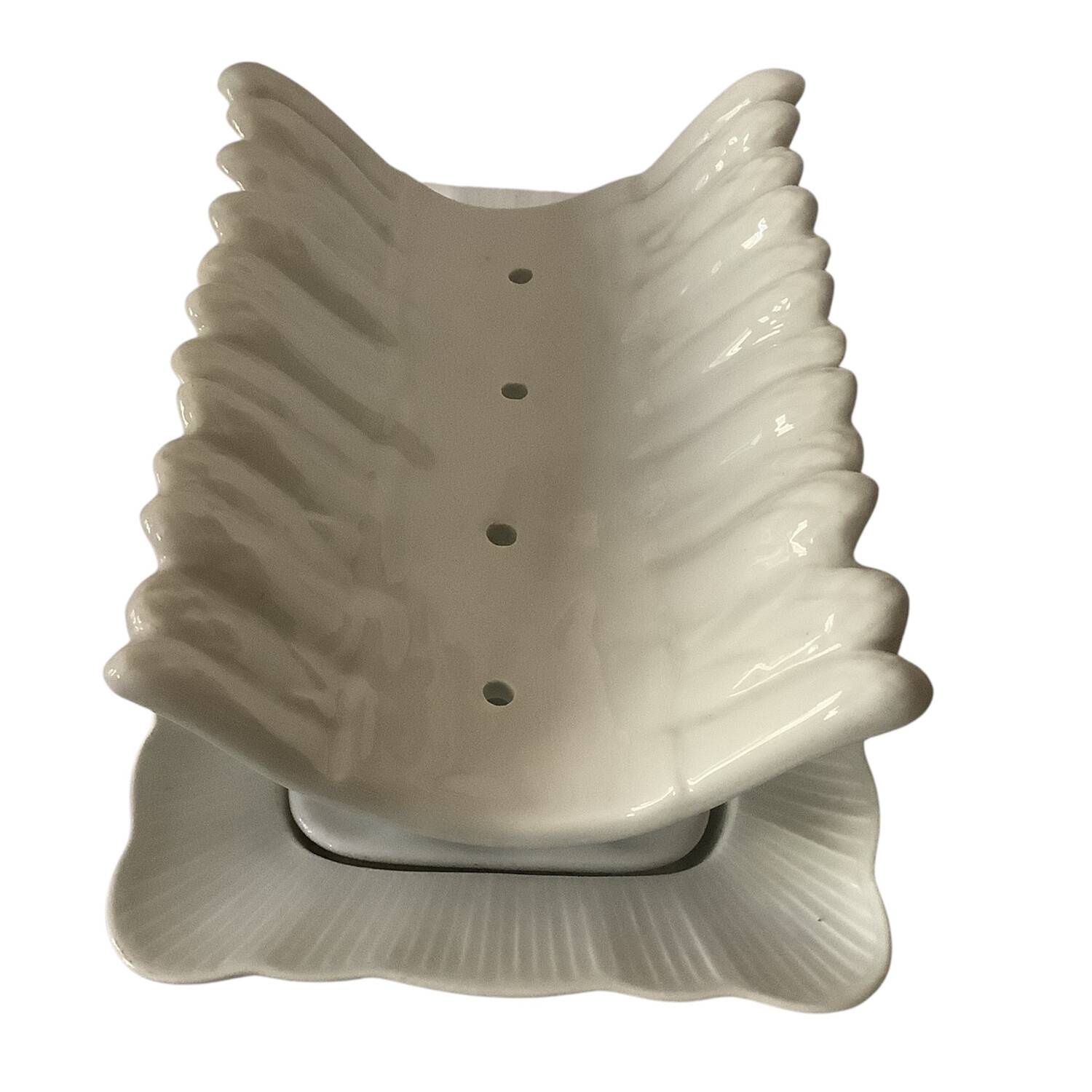 Porcelain and slip asparagus dish – antique double drainer