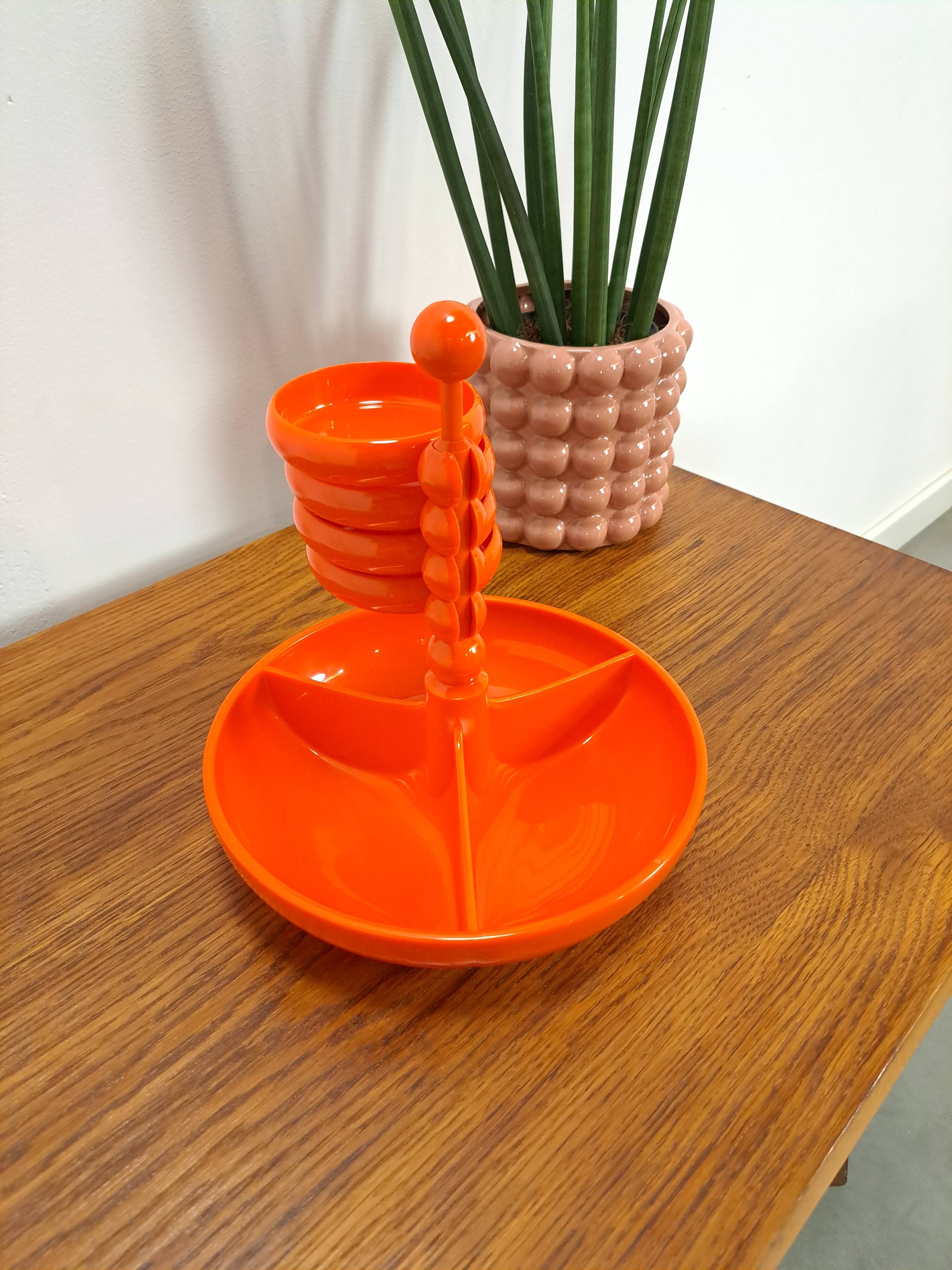 Orange plastic bowl set Emsa Germany vintage