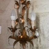 Wall lamp gold metal sheets and grapevines