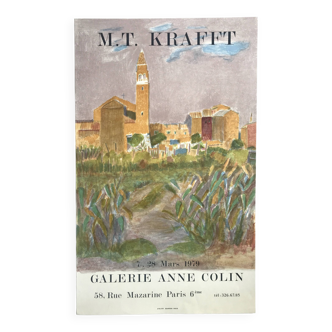 M.t. kraft, galerie anne colin, 1979. affiche originale en lithographie