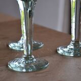 7 green blown glass bubble wine glasses