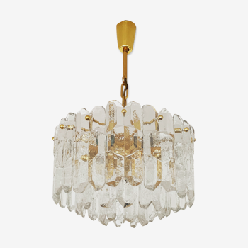 Gilded ice glass chandelier by J.T. Kalmar for Franken KG