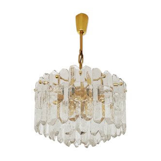 Gilded ice glass chandelier by J.T. Kalmar for Franken KG