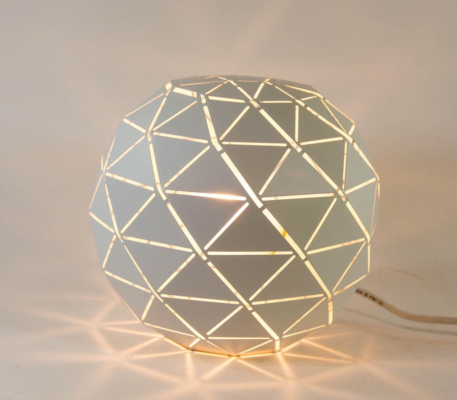 Modernist table lamp vintage white metal sphere 90s