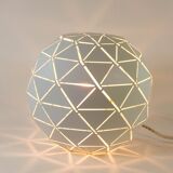 Modernist table lamp vintage white metal sphere 90s