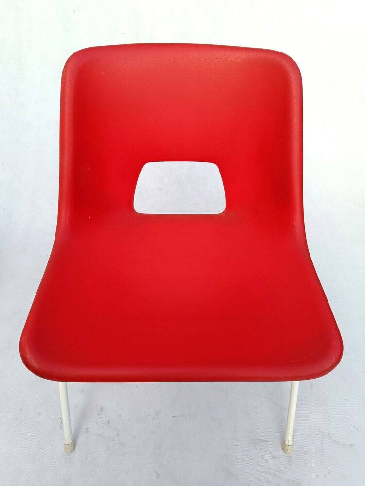Danish plastic red chairs by Niels Gammelgaard for Ikea, 1984, set of 4