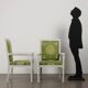 Antique lacquered wooden armchairs with decorations, Italy, 20th century