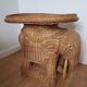 Pair of rattan elephant tables