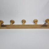 Vintage coat rack in turned wood, 5 hooks