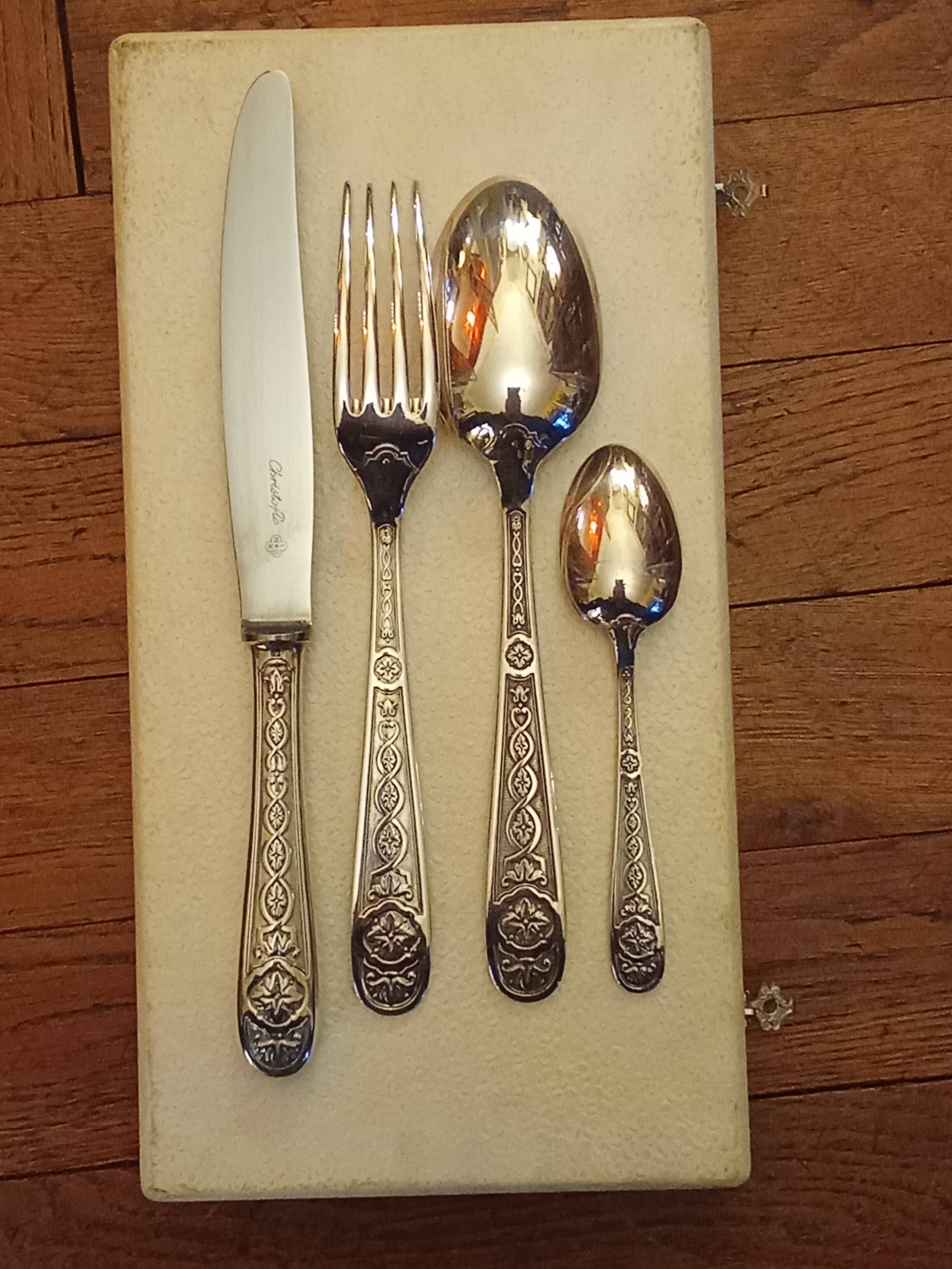 Christofle Villeroy pattern 4-piece cutlery set