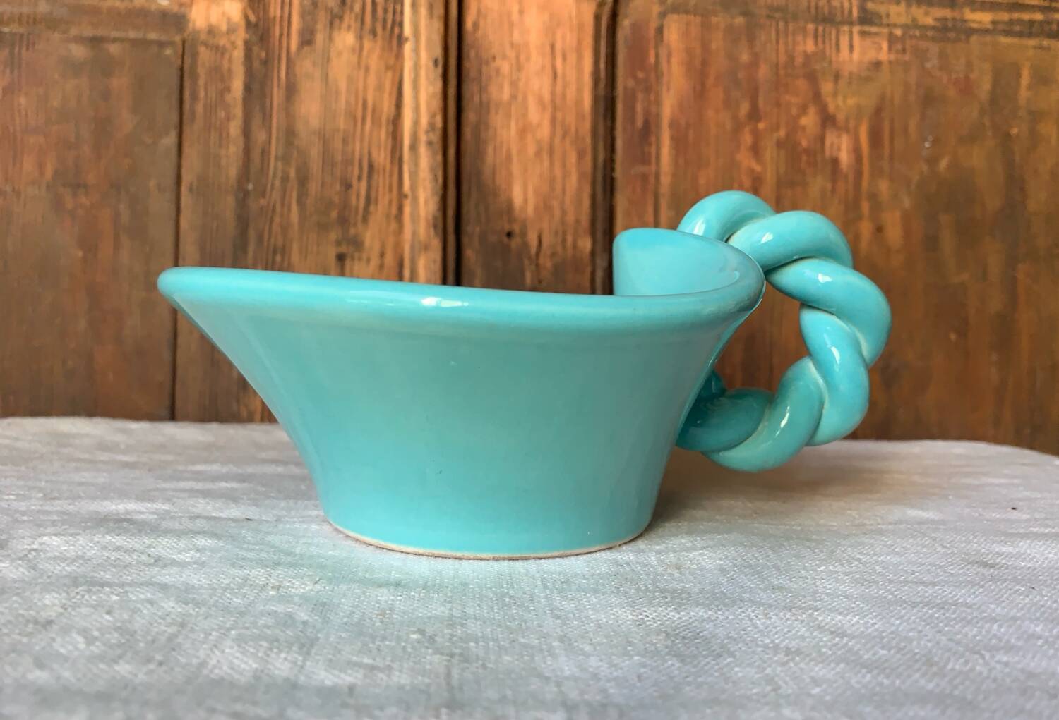 Turquoise twisted ceramic trinket tray