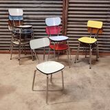 Set of 9 chairs in multicolored formica