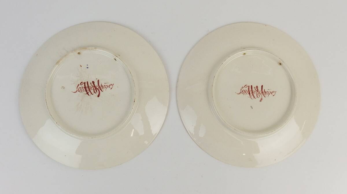 Six Sarreguemines plates "Universal Exhibition" from 1889