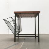 Mid-century teak side table with magazine rack.