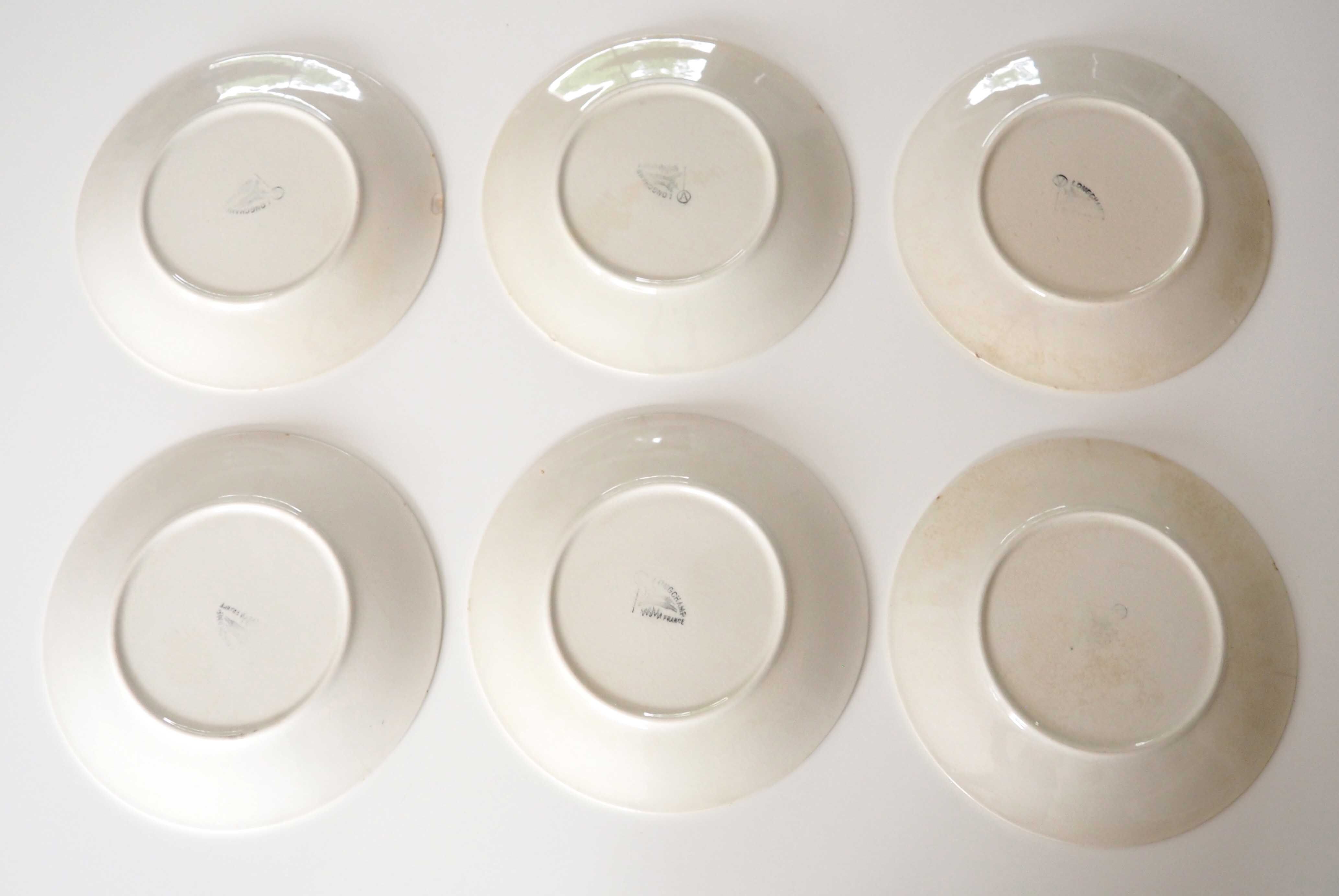 6 Longchamp flower decor plates