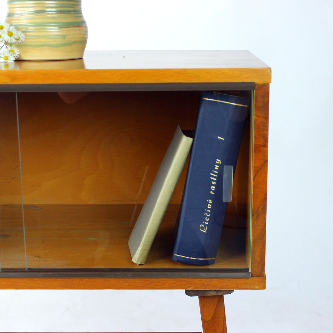 Midcentury showcase in walnut & glass, Drevovyroba Czechoslovakia 1969